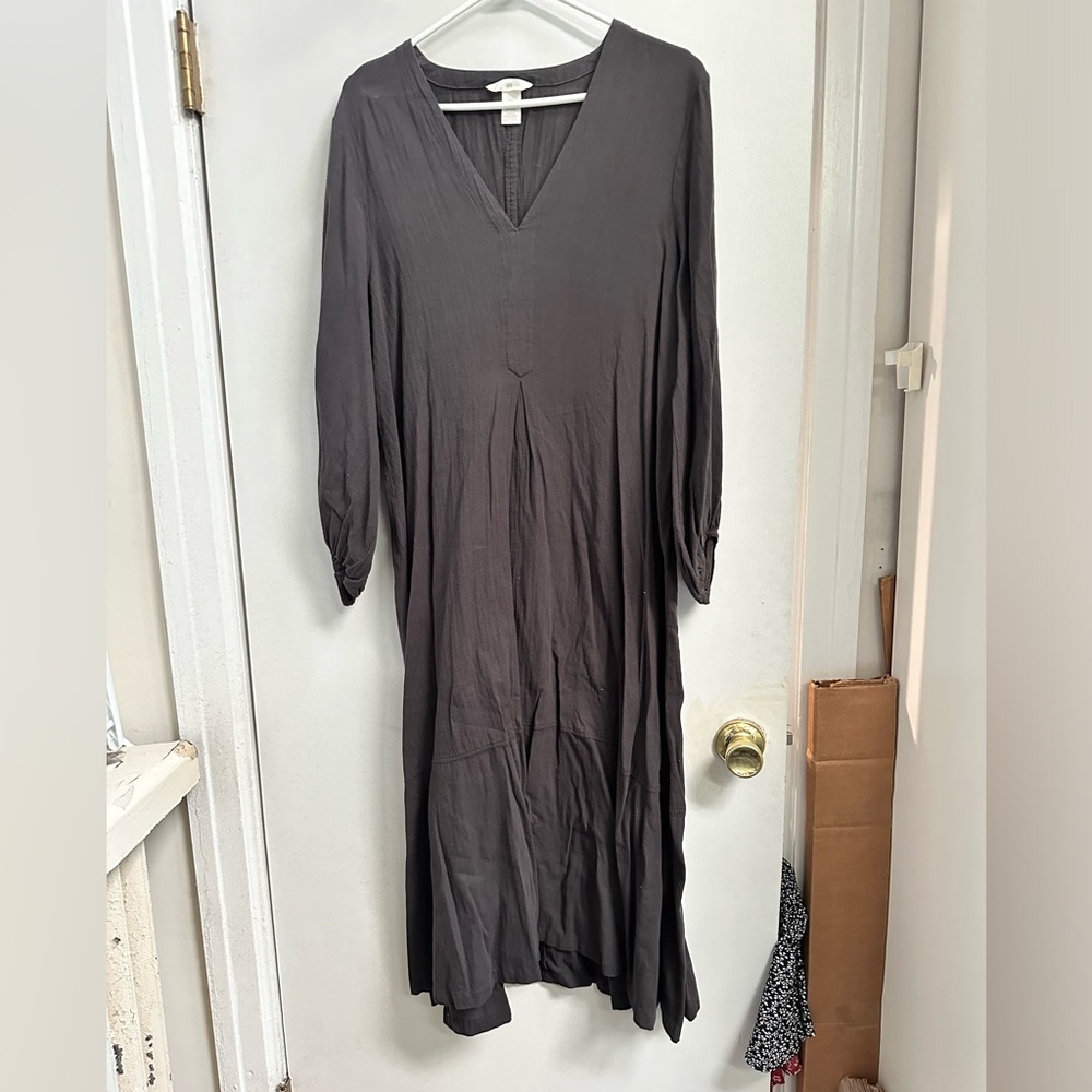 H&M black long sleeved maxi shift dress